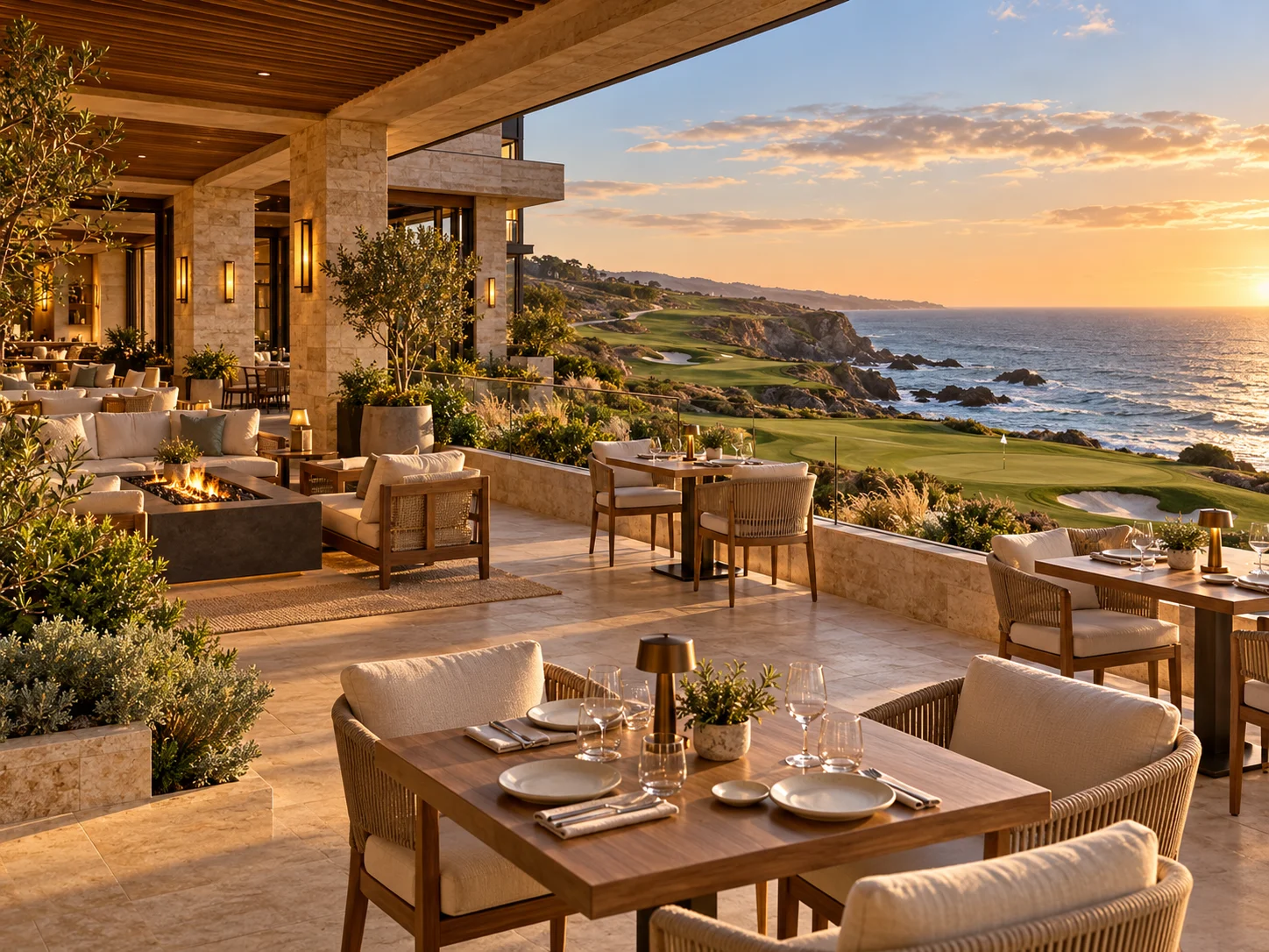Clubhouse dining terrace above the finishing green