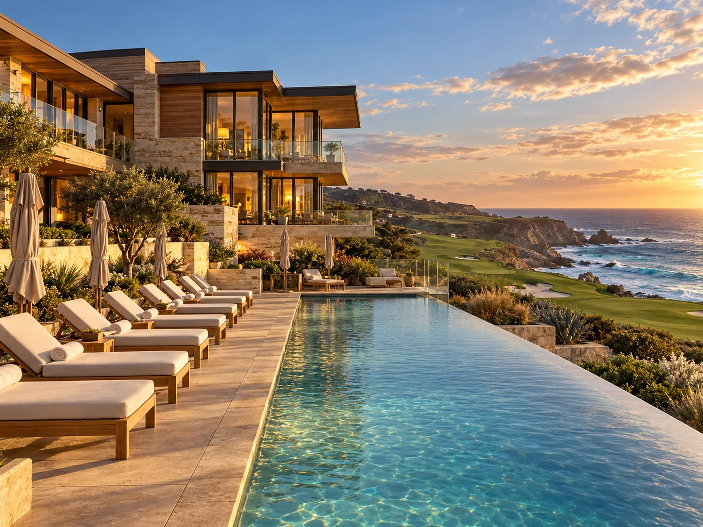 Saltwater infinity pool overlooking the Pacific