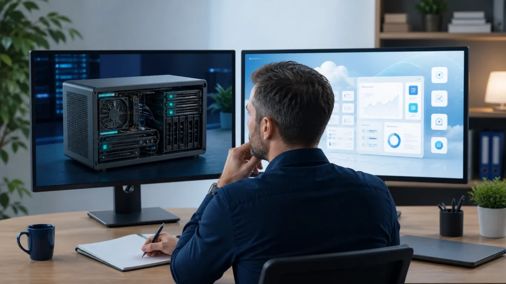 Business owner comparing open-weight and frontier AI model options